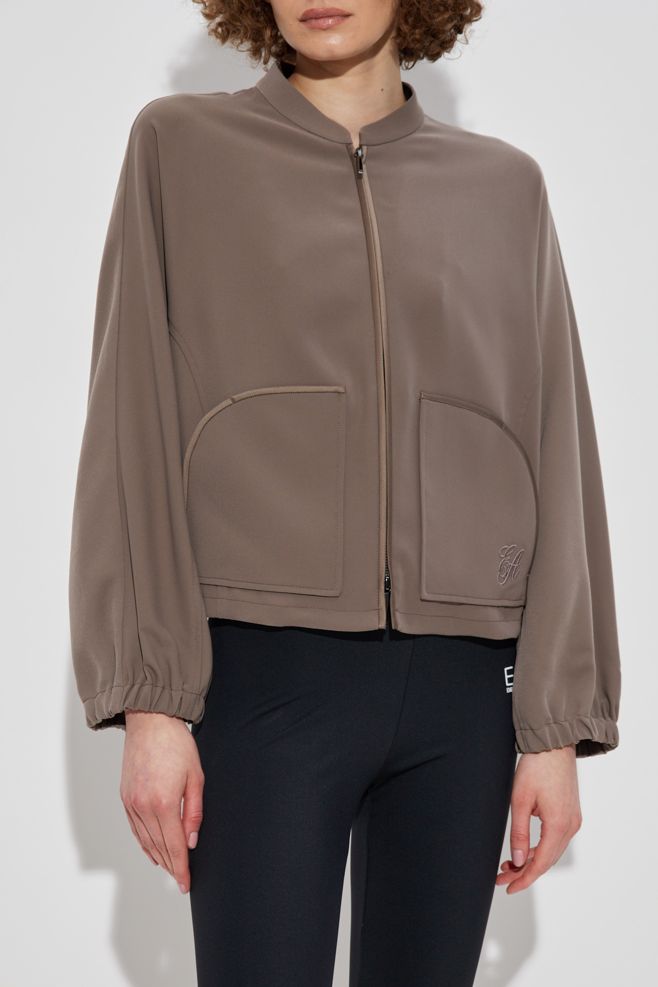 ジャケット EMPORIO ARMANI Woman Jacket Natural EW000860AF12520 U8020 Brown Jacket with embroidered logo Emporio Armani - Vitkac AS